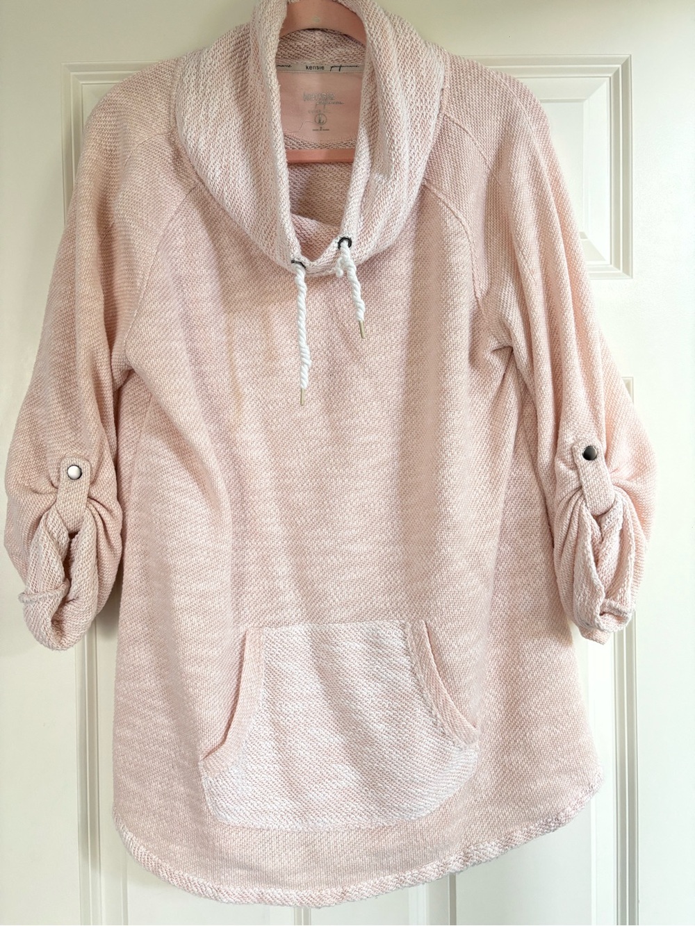 Kensie Blush Cowl Neck Pullover Hoodie